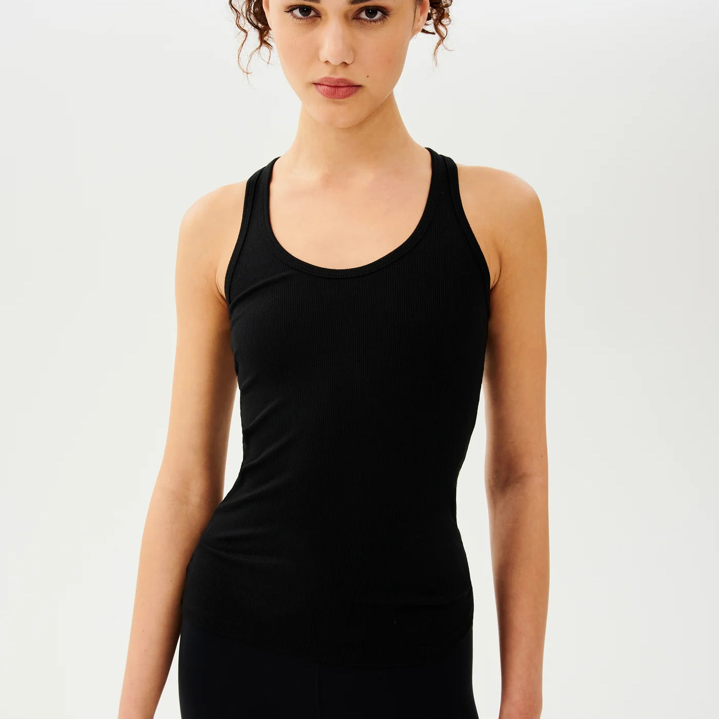 Camiseta sin mangas Ashby de canalé en negro