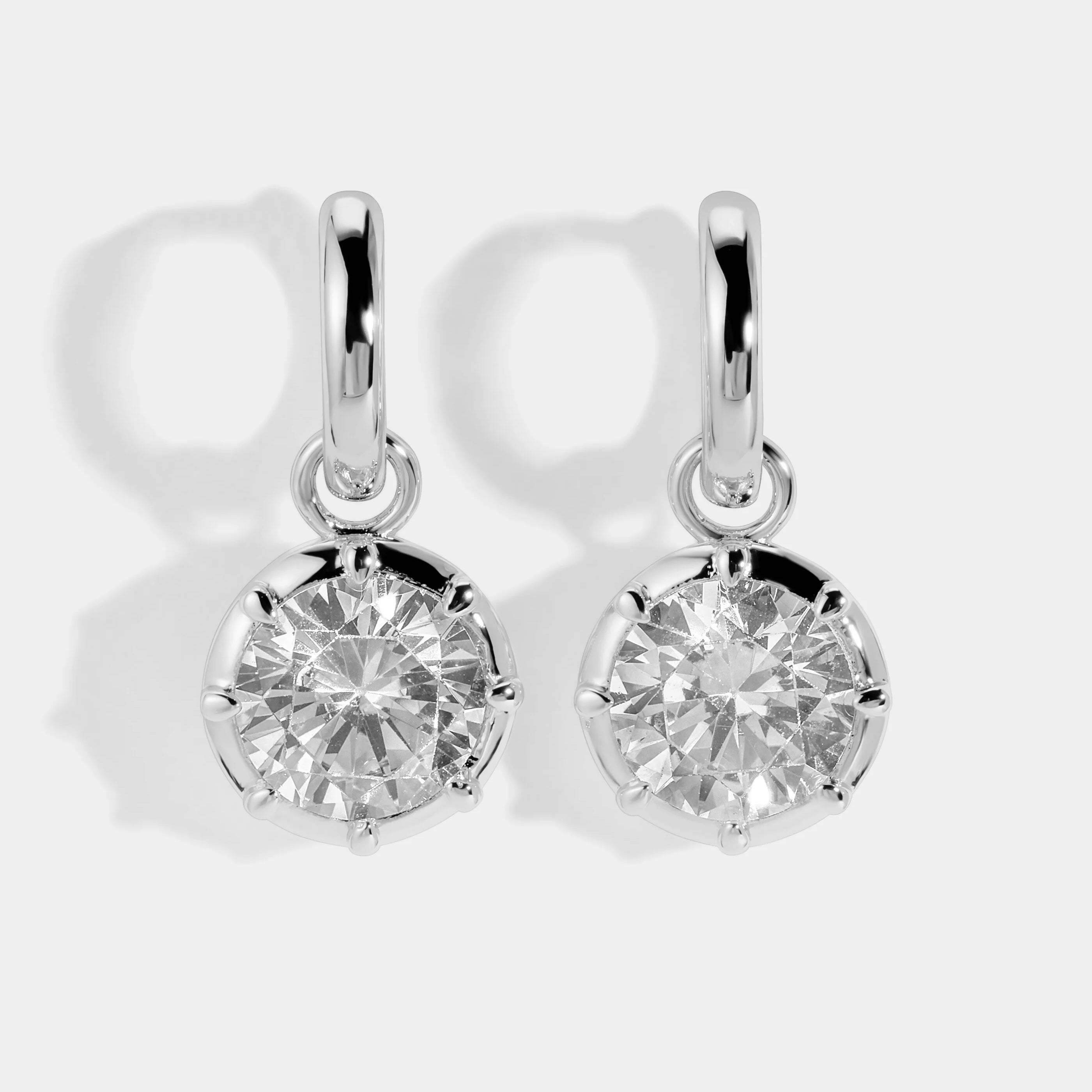 Large Cleo Charm Huggies- Silver