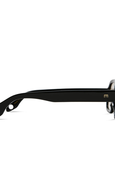 Black eyeglasses on a white background