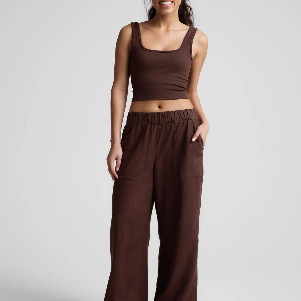 SoftWash Linen Easy Wide Leg Pant - Iced Mocha – Luxe Society Active