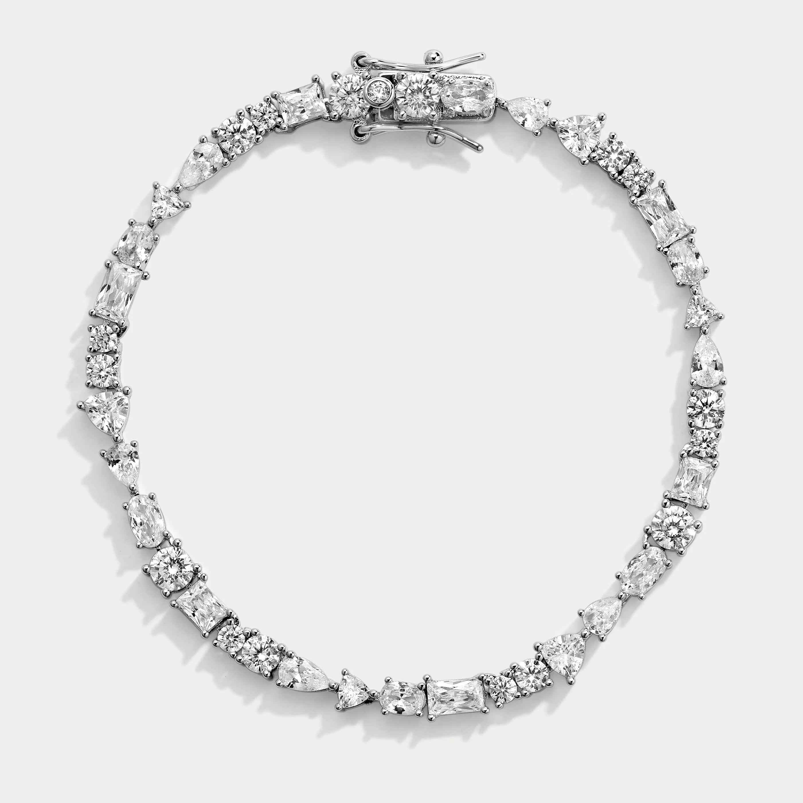 Mavis Tennis Bracelet 7"- Silver