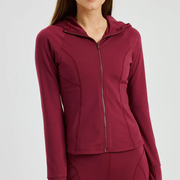 Night Rider Zip Hoodie in Dark Cherry