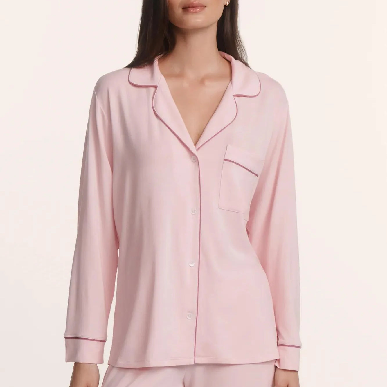 Gisele Modal Long PJ Set- Pink/Fig