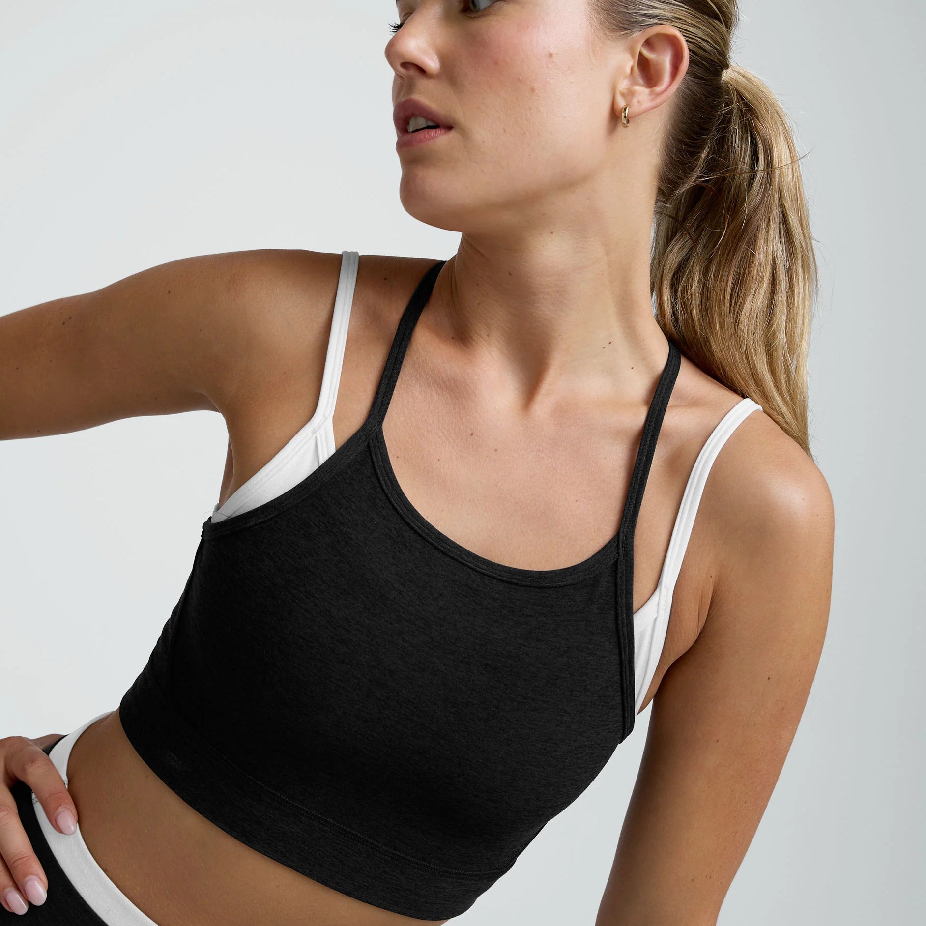 Spacedye Layered Long Line Bra- Darkest Night