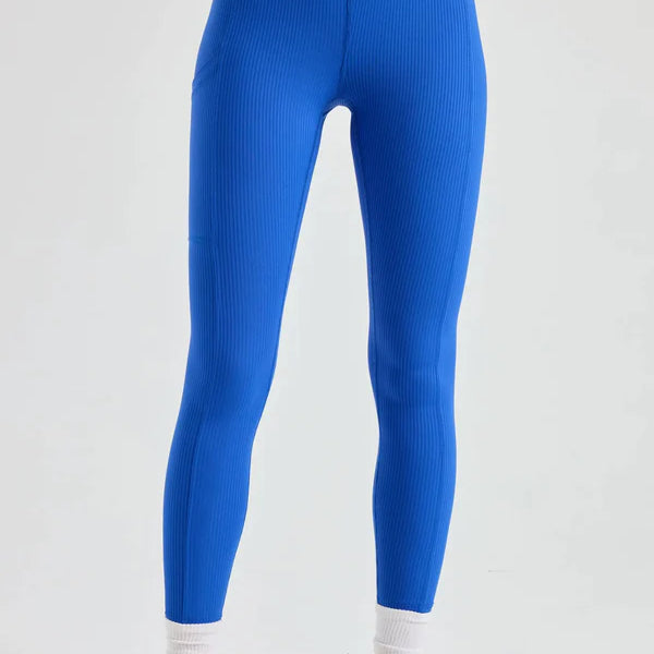 Ribbed Pocket Leggings in Blue Flame