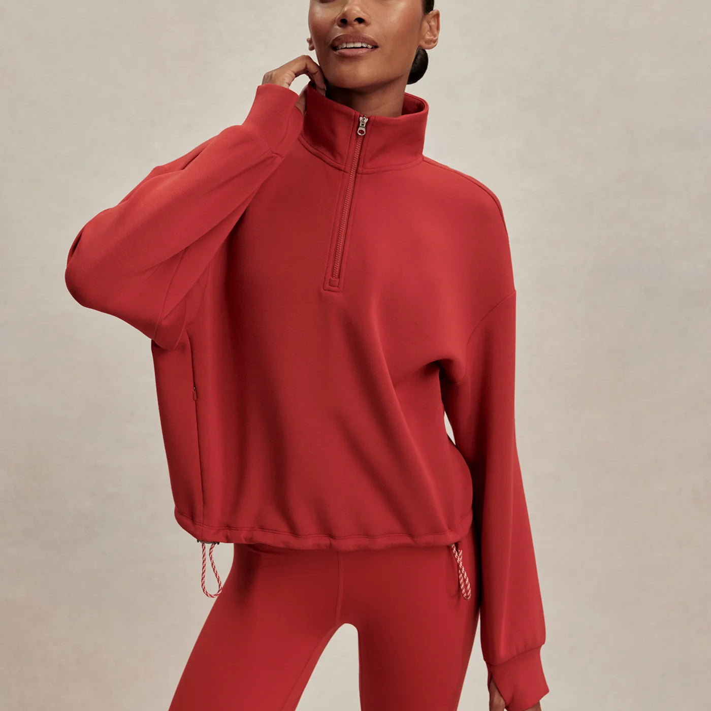 Sian Cropped Half-Zip Sweat
