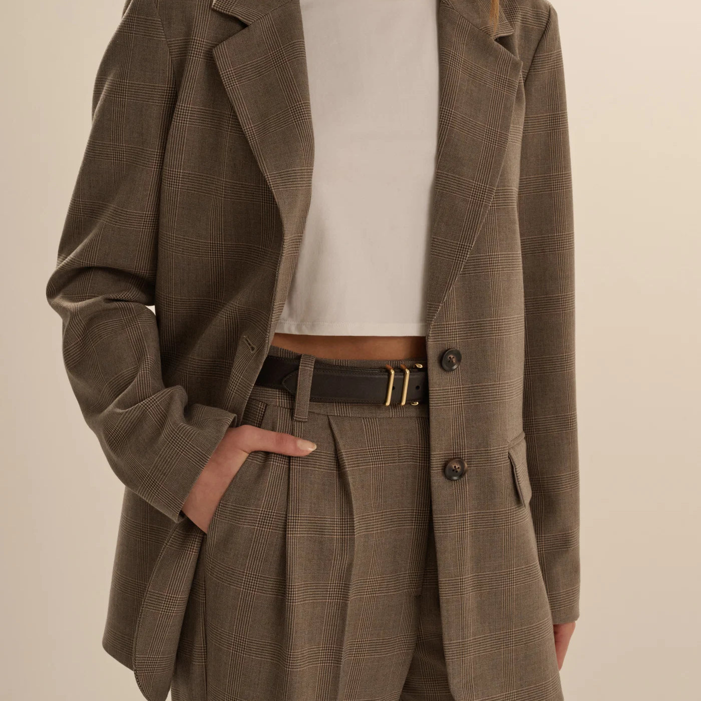 The Favorite Oversized Blazer- Java Plaid