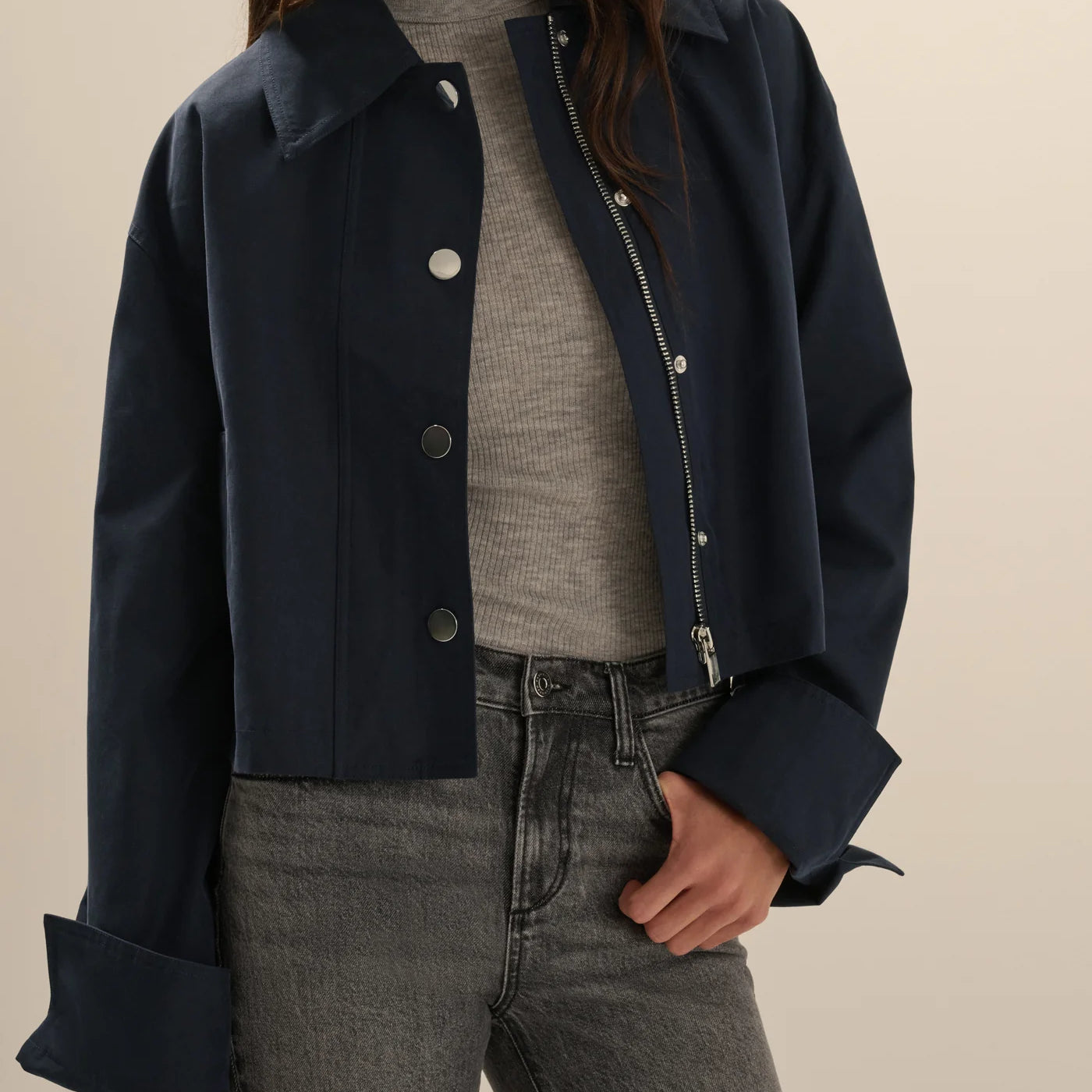 The Rue Cropped Trench- Navy