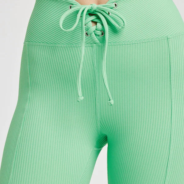 Ribbed Football Leggings in Watermelon Green