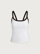 Theon Scoop Neck Tank- White/Coffee Bean