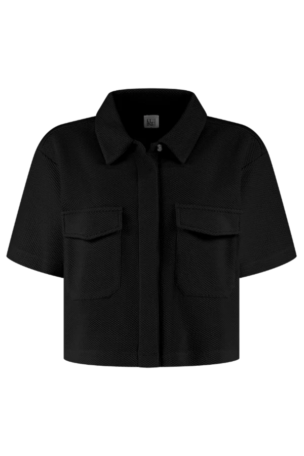Moon Short Sleeve Blouse- Black