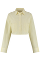 Jada Striped Cropped Blouse- Vanilla