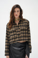 Juno Cropped Button Up- Black/Brown