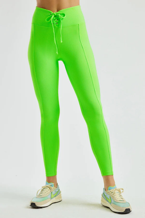 Ribbed Football Legging in Neon Kiwi – Luxe Society Active