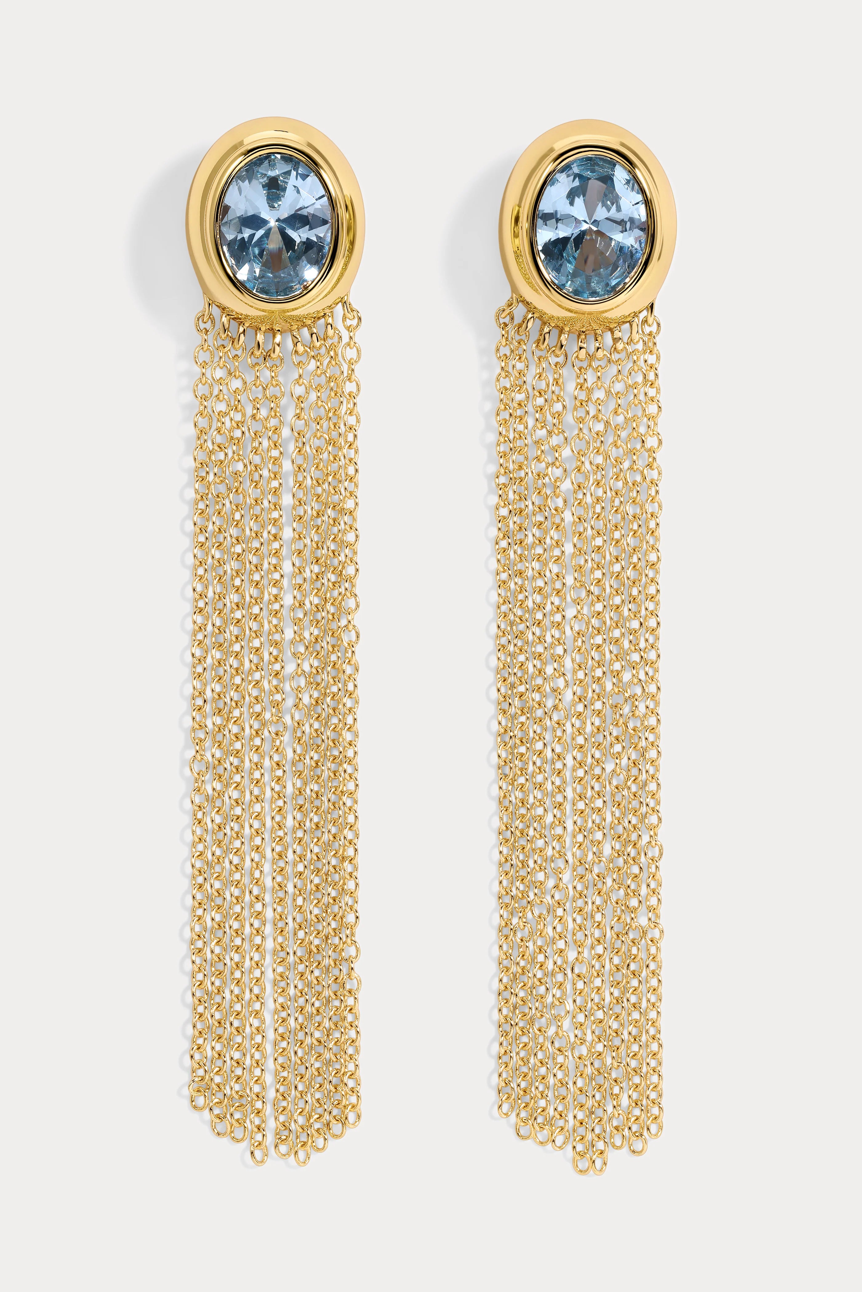 Aqua Paloma Fringe Earrings - Gold