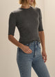 The Amelia Crewneck Top- Charcoal