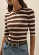 The Amelia Crewneck Top- Ganache Stripe