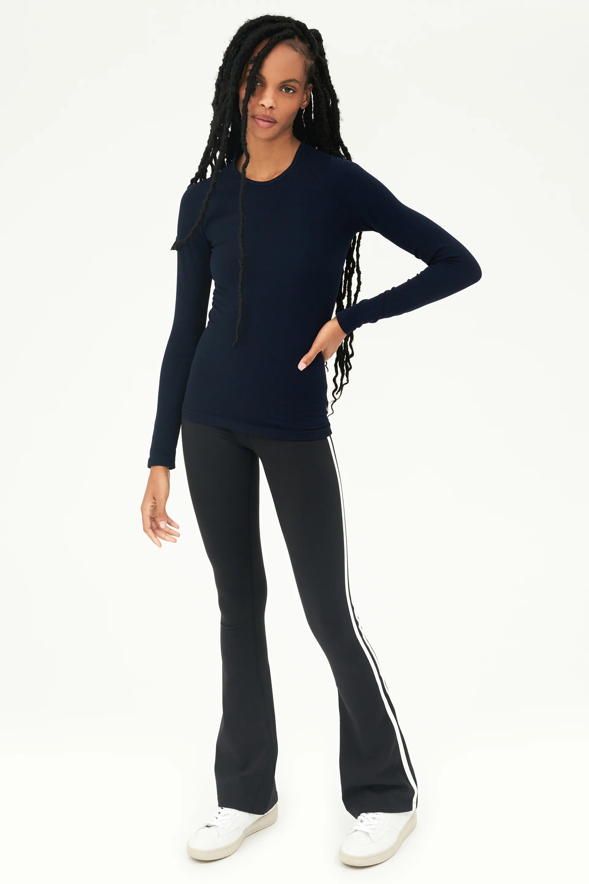 Raquel High Waist Flare with Athletic Stripes – Luxe Society Active
